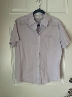 Basic Editions Light Lavender Short Sleeve Button Down Shirt